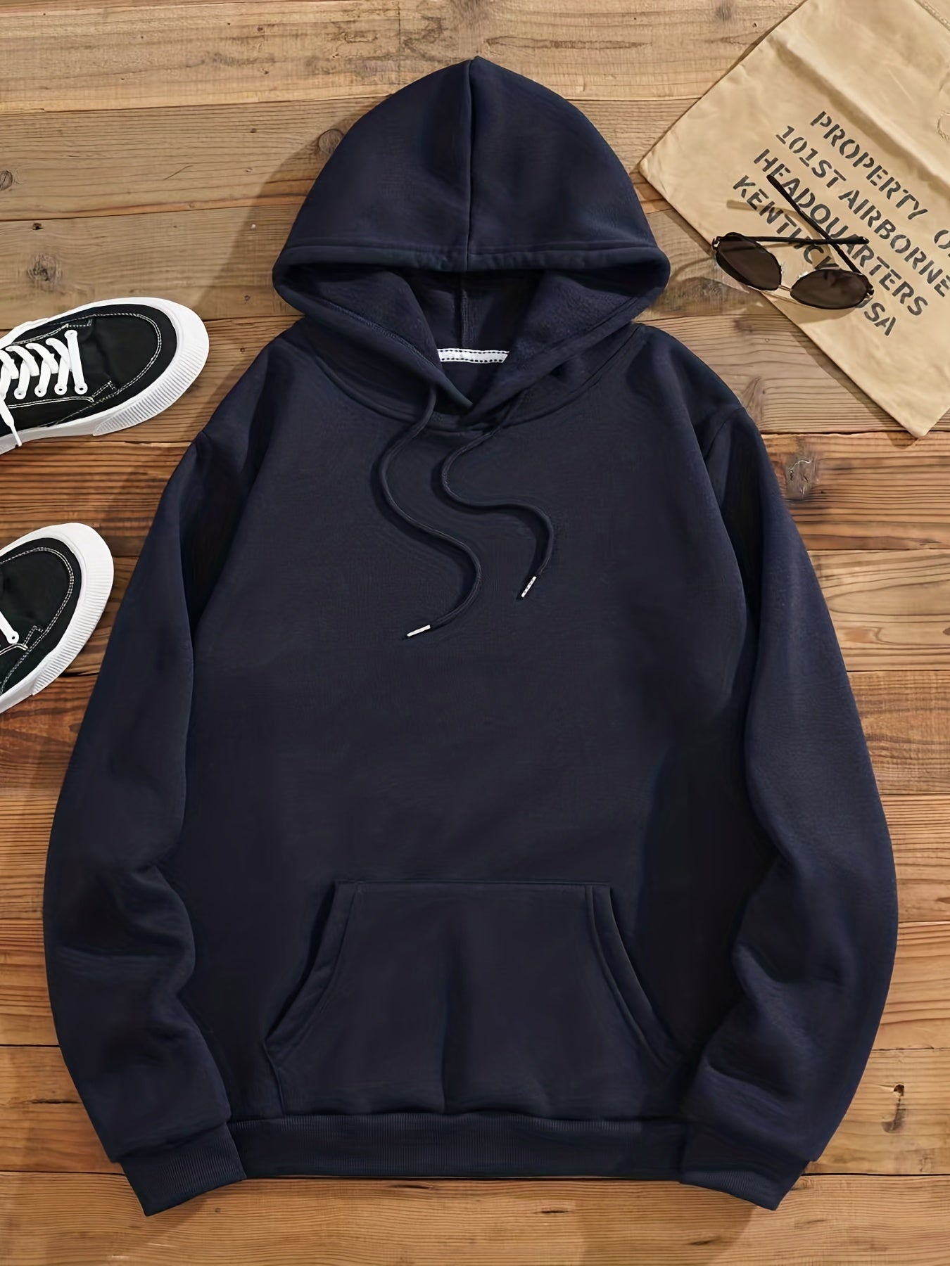 Kangaroo Pocket Hoodie Long Sleeve Drawstring Hoodies Women's Clothing