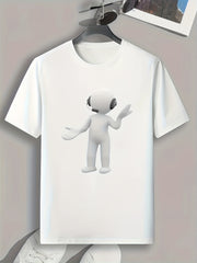 Men's Little Statue Print T-shirt for Summer