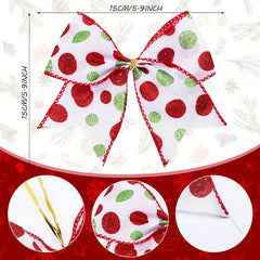 12pcs Red Green Christmas Bows Decoration 15-24cm