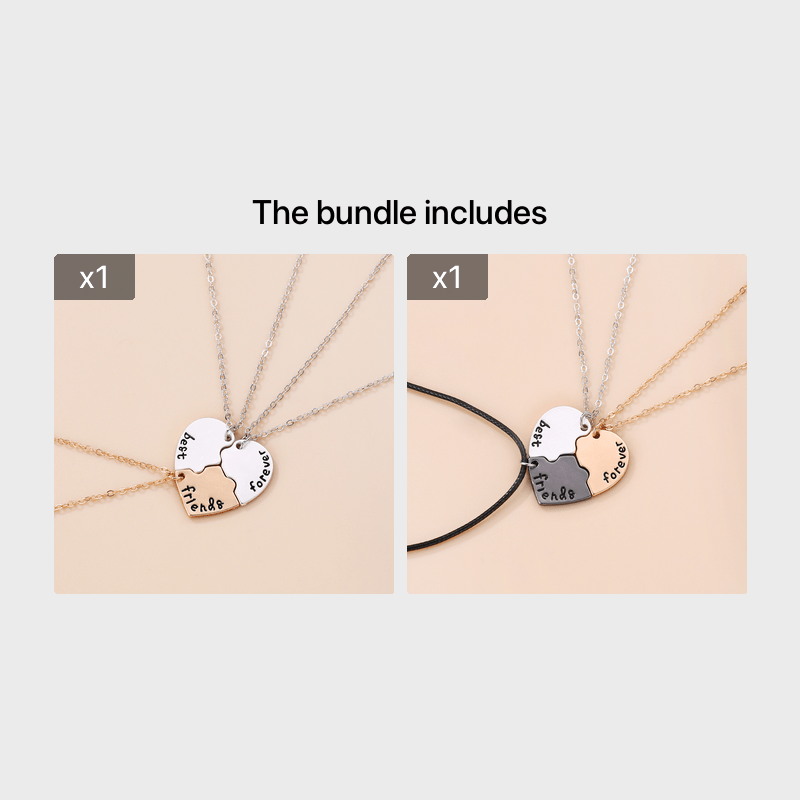 3pcs Girls Heart Pendant Necklace Teen Party Accessories