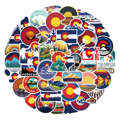 50PCS Waterproof Colorado State Map Stickers for Luggage Helmets & Laptops