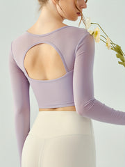 Dying Mesh Long Sleeve Sports Top Pleated Yoga Running Top