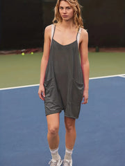 Women's Plus Casual Overalls V Neck Romper With Pockets