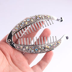 Fish Shape Rhinestone Banana Clip Hair Twist Holder for Women