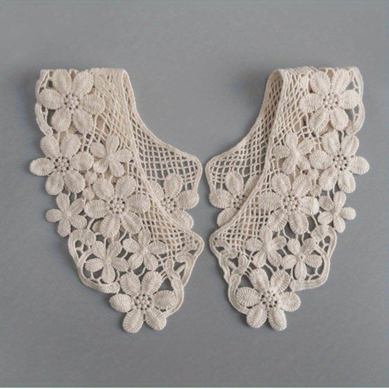 1pair Beige Lace Collar Clothing Accessories