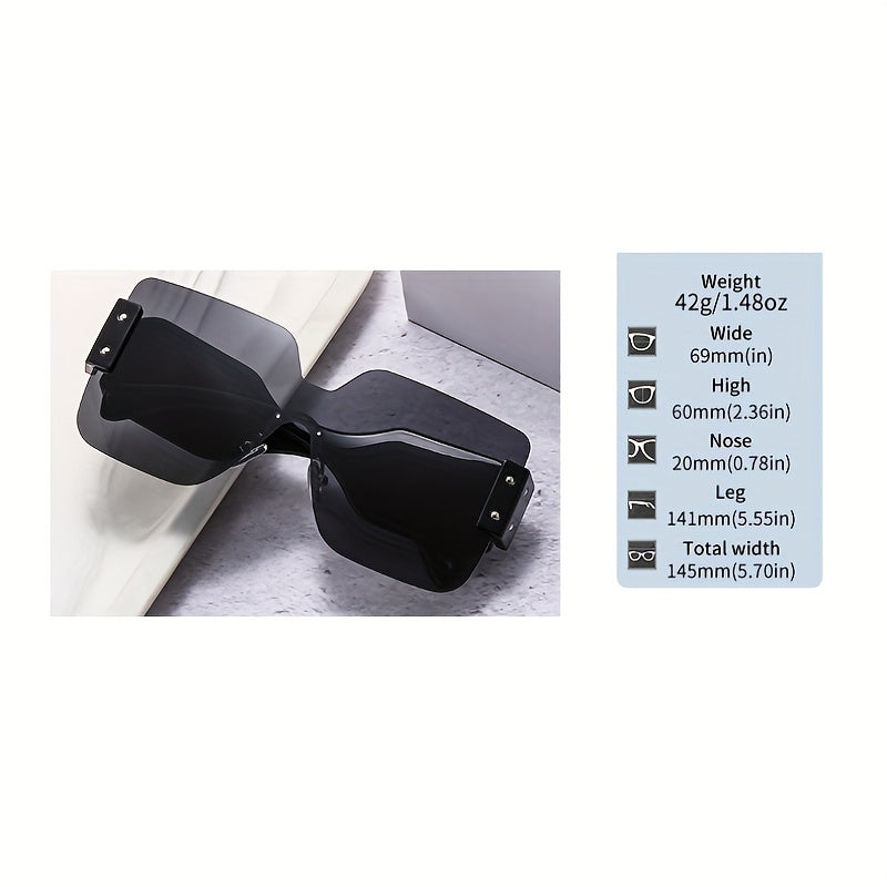 Rimless Gradient Square UV Sunglasses Women's Glasses