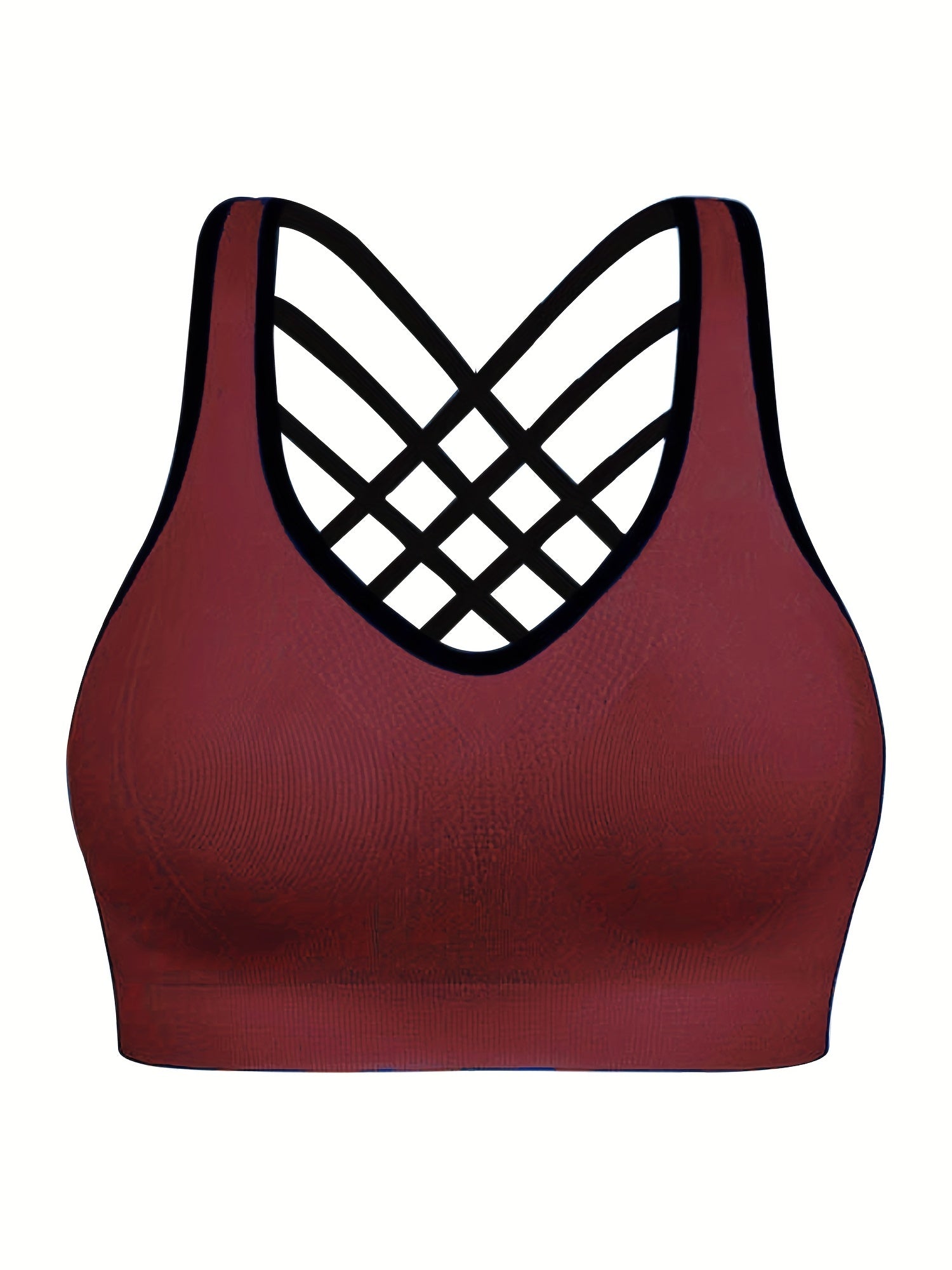 Sports Bra Women's Plus Solid Seamless Padded Cross Back Fitness Bra