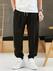 Men's Faux Suede Jogger Pants Loose Trousers