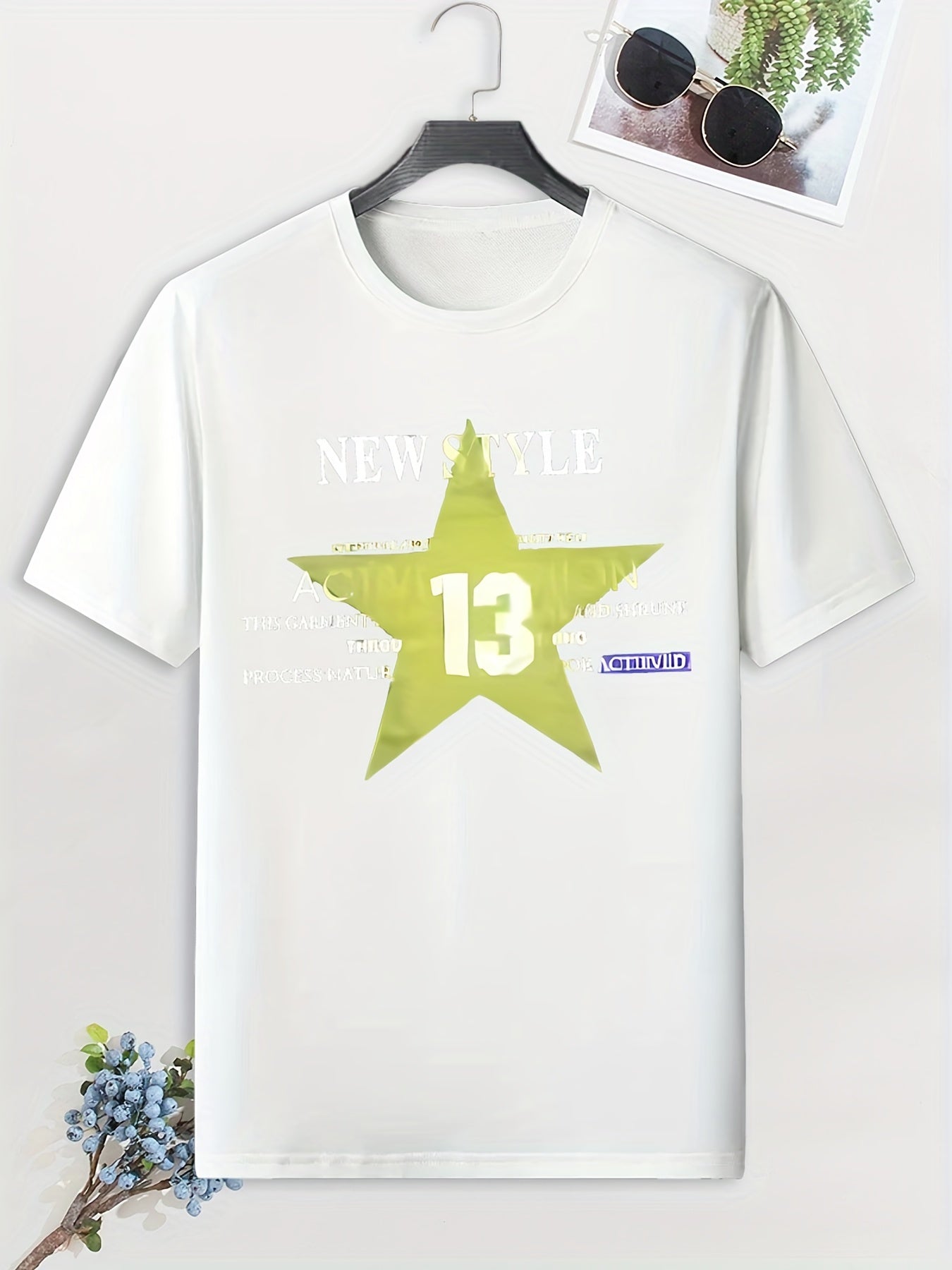 Men's Star & 13 Print T-shirt - Active & Stretchy - Outdoor Tee