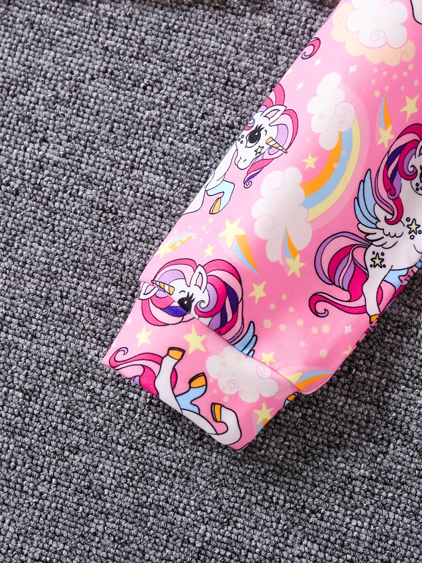 Girls Unicorn Full Print Hoodie Cropped Sweatshirt Pullover