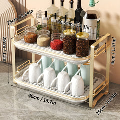 Plastic Double Layer Storage Rack for Kitchen Desktop Water Cup Food Seasoning