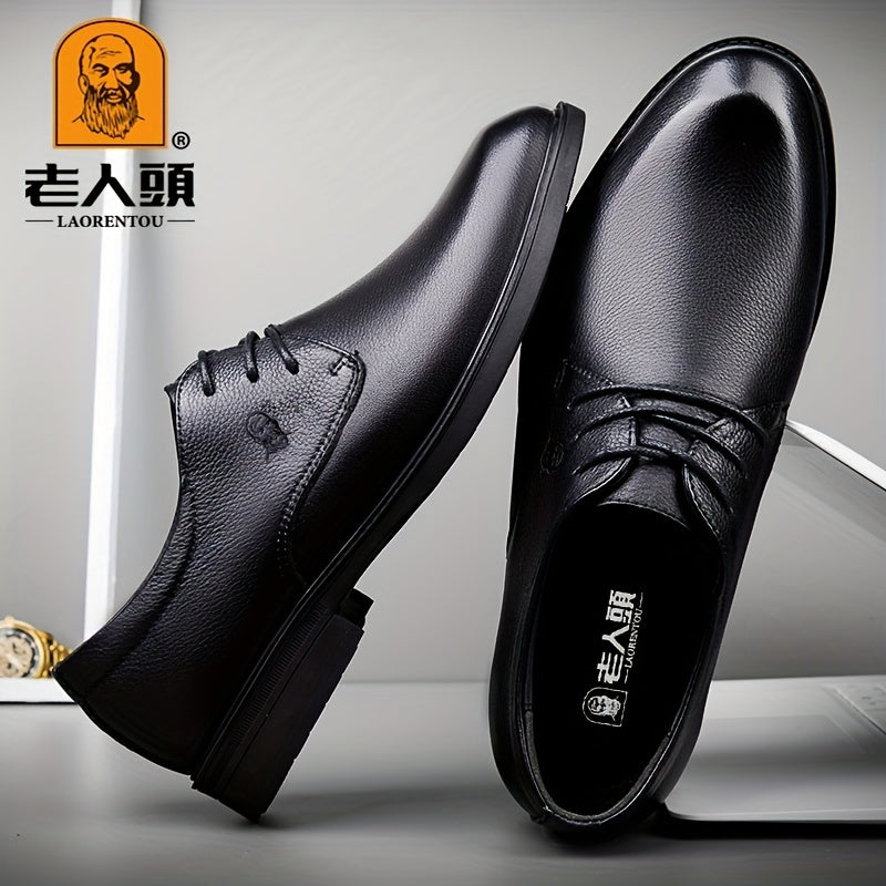 LAORENTOU Men's Leather Loafer Shoes Lightweight Lace Up Dress Shoes