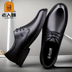LAORENTOU Men's Leather Loafer Shoes Lightweight Lace Up Dress Shoes