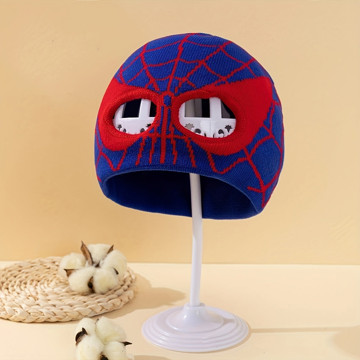 Boys' Sport Windproof Beanie Hat With Spider Web Mask