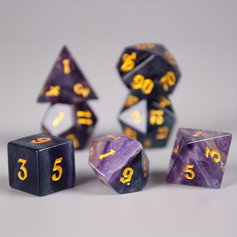 7pcs Natural Colorful Gem Polyhedarl Dices for RPG Board Game