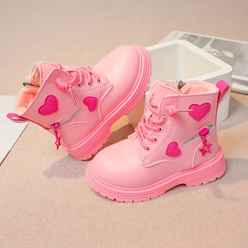 Girls' Plus Fleece Boots Non Slip Zipper Comfortable for Indoor/Outdoor