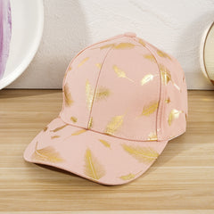 Casual Baseball Cap Bronzing Feather Pattern Outdoor Travel Visor Adjustable