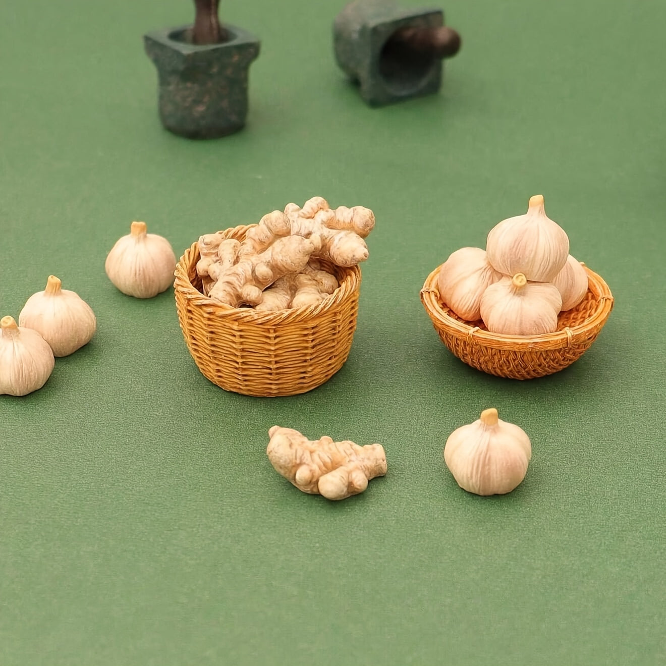 8pcs Dollhouse Ginger Garlic Basket Mini Farm Food Model
