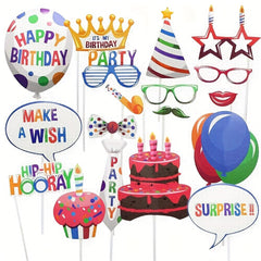 18pcs Birthday Photo Booth Props Kit For Party