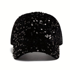 Sequin Mesh Baseball Cap Adjustable Trucker Hat Sunscreen Dad Hats For Women