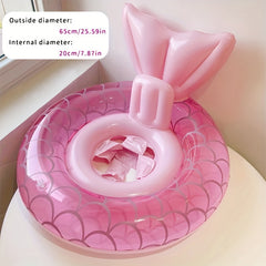 Mermaid Shaped Swimming Ring With Handle - Float With Seat