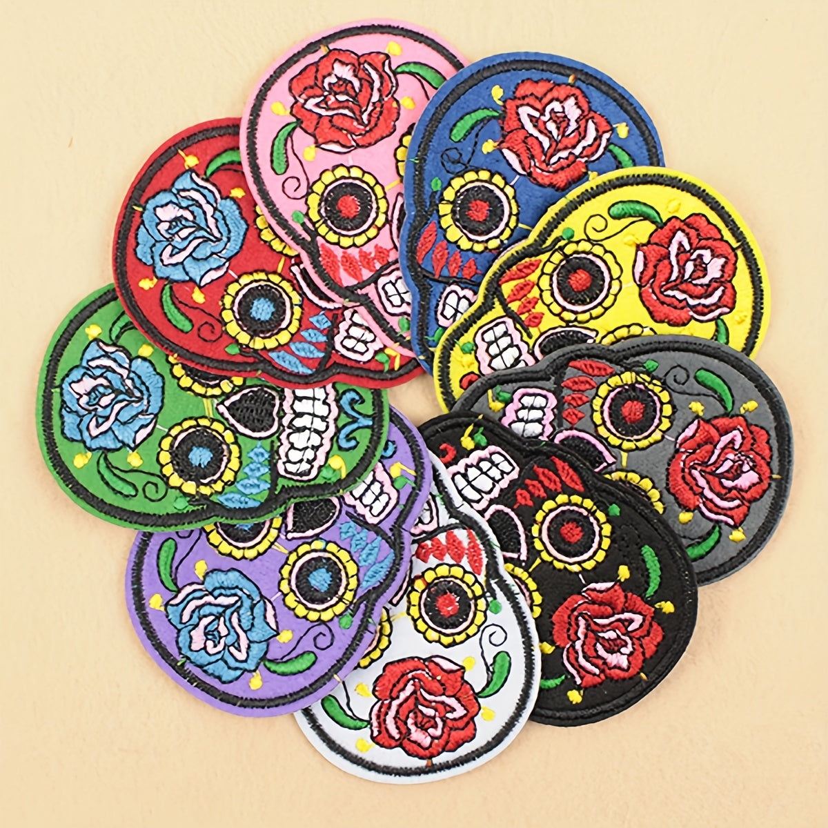 5pcs Iron On SUGAR SKULL Embroidery Patch Applique DIY Clothes Sewing