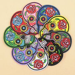 5pcs Iron On SUGAR SKULL Embroidery Patch Applique DIY Clothes Sewing