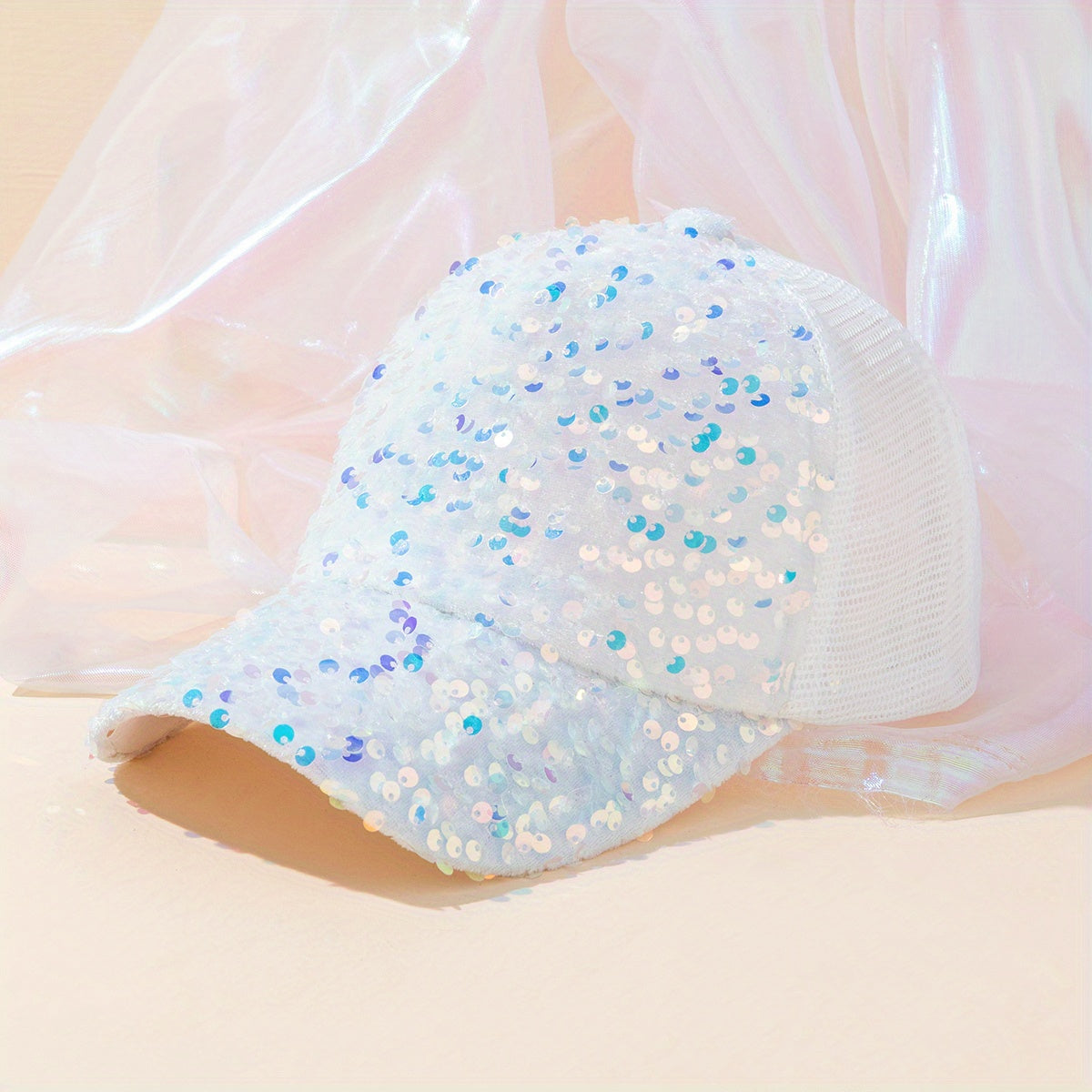 Sequin Sparkly Couple Trucker Hat Hip Hop Mesh Baseball Cap