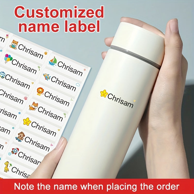 240 Transparent Custom Name Stickers Waterproof MEDIUM Size for Children Label
