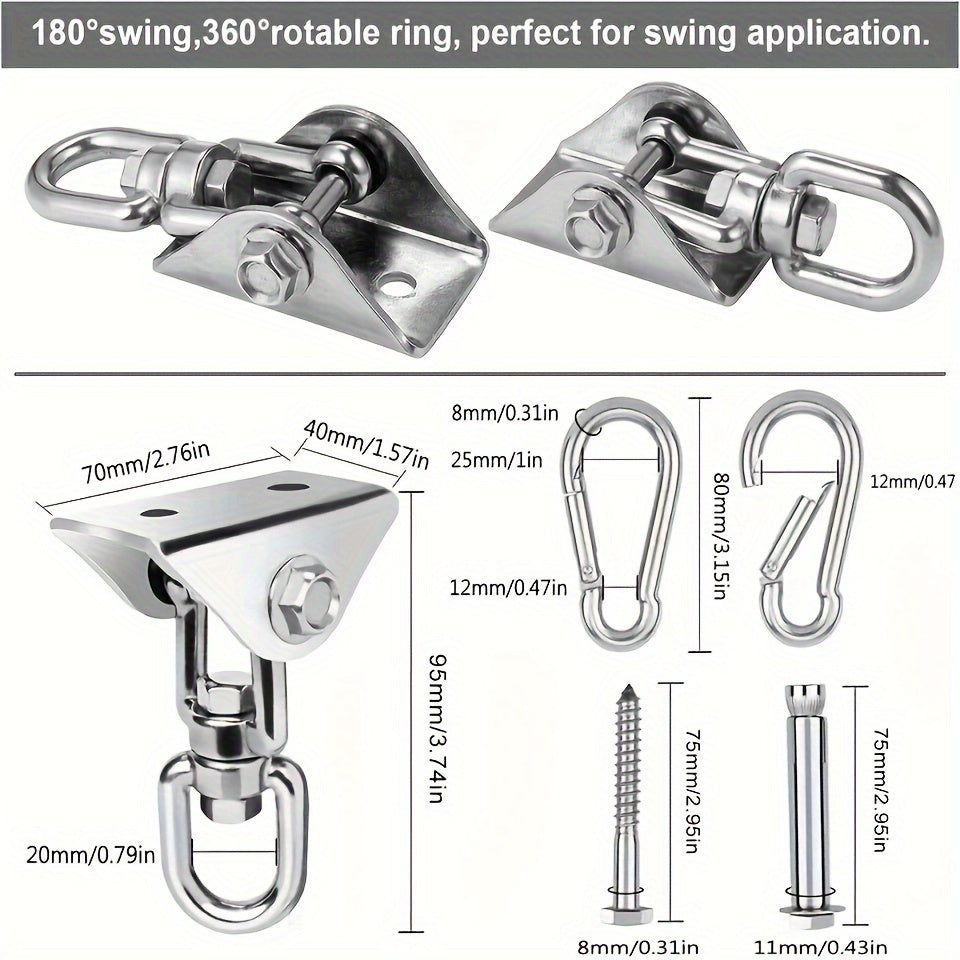 Stainless Steel Swing Hanger Hook Rotate High Strength Indoor Outdoor