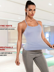 Workout Tank Top with Built-In Bra Racerback Yoga Shirt