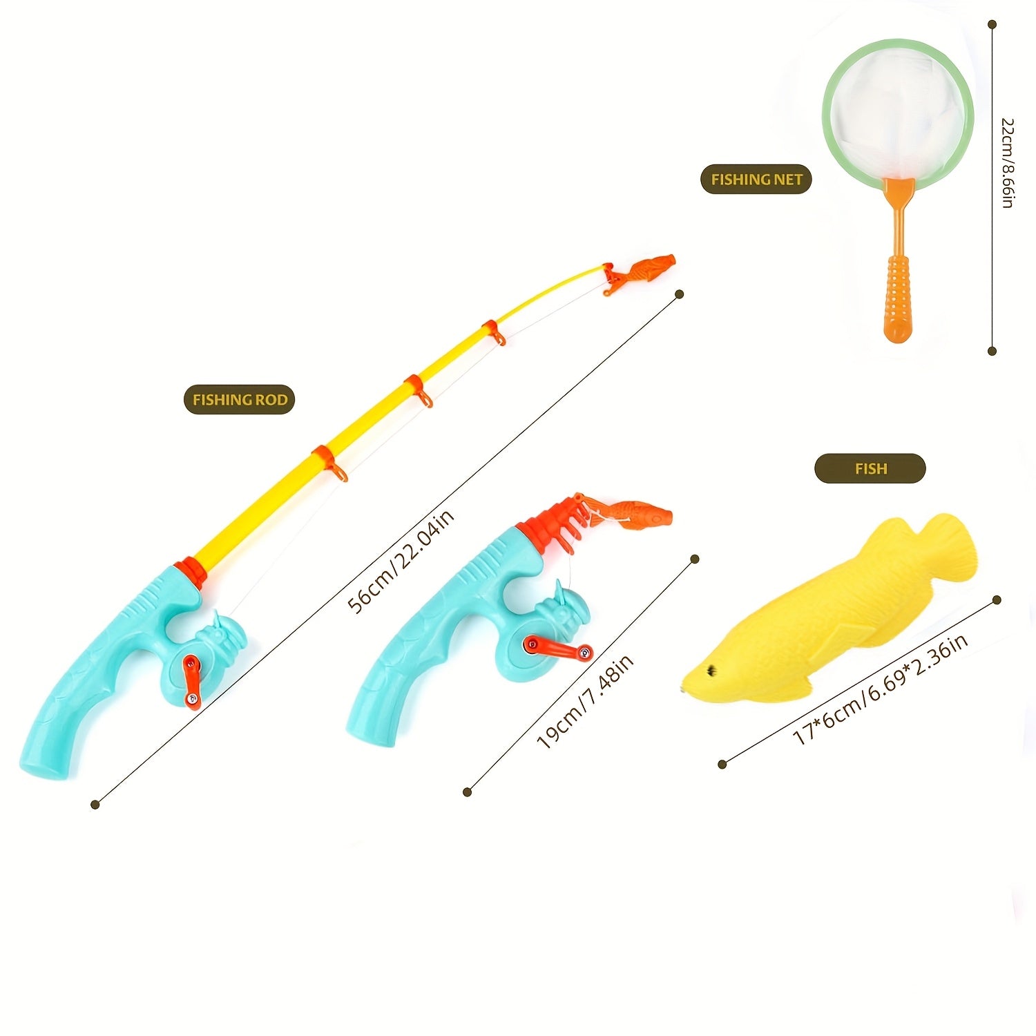 Kids Fishing Toy Bath Set Outdoor Pool Party Game with Rod and Net