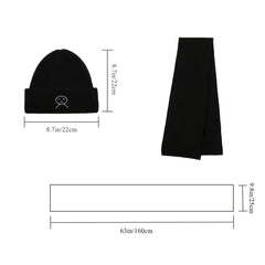 Cartoon Embroidered Knitted Hat Scarf Set