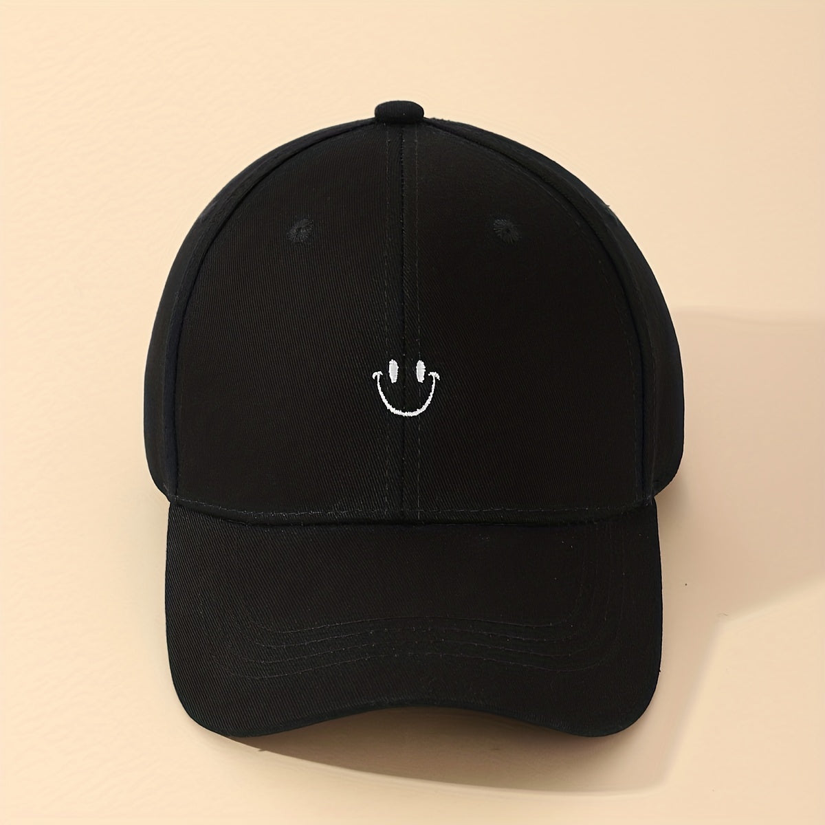 Smiling Face Embroidery Baseball Cap Unisex Solid Couple Dad Hats Adjustable Sun