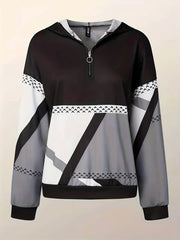 Women's Plus Geometric Print Hoodie Pullover & Pants Set