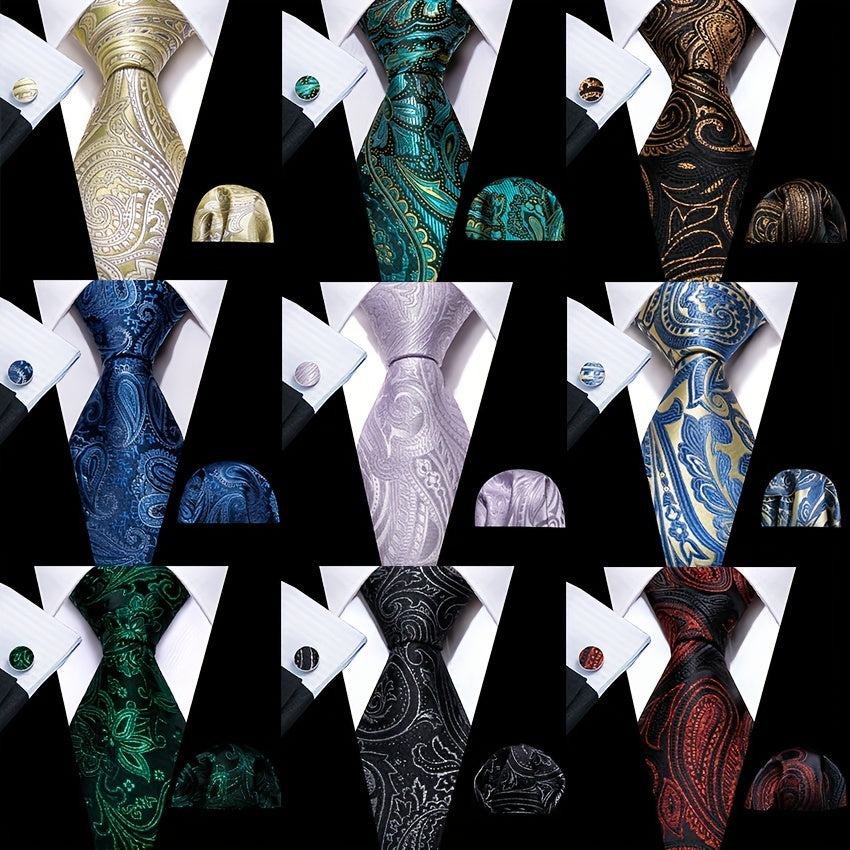 Men's Paisley Silk Tie Set Wedding Accessories Gift