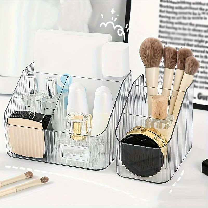 Desktop Cosmetic Storage Box Transparent Plastic Box With Compartments