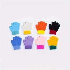 Kids Winter Knitted Gloves Elastic Warm Keeping Boys Girls