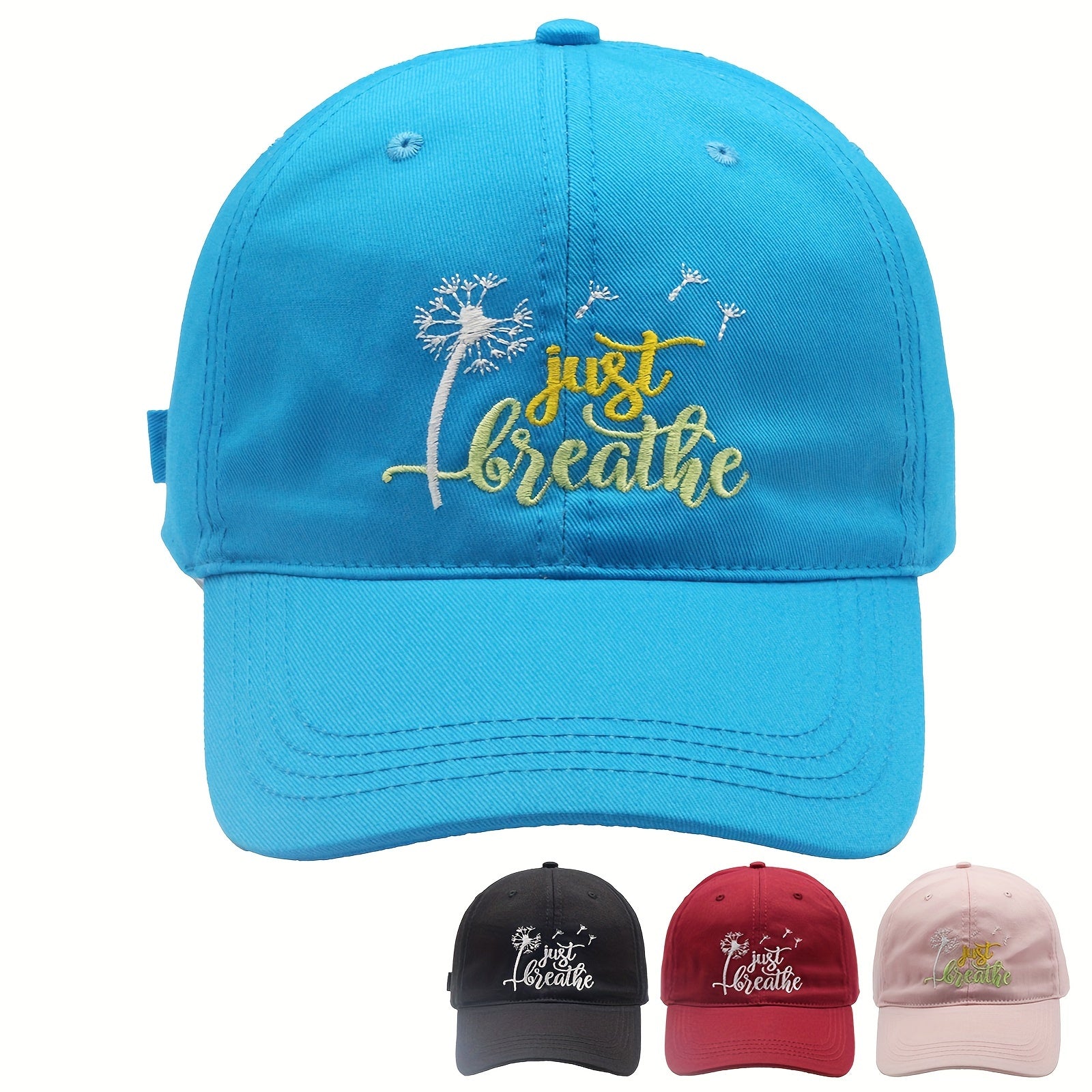 Just Breathe Embroidered Casual Baseball Cap Soft Outdoors Hat
