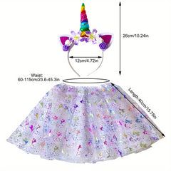 Girls' Rainbow Unicorn Headband & Skirt Set