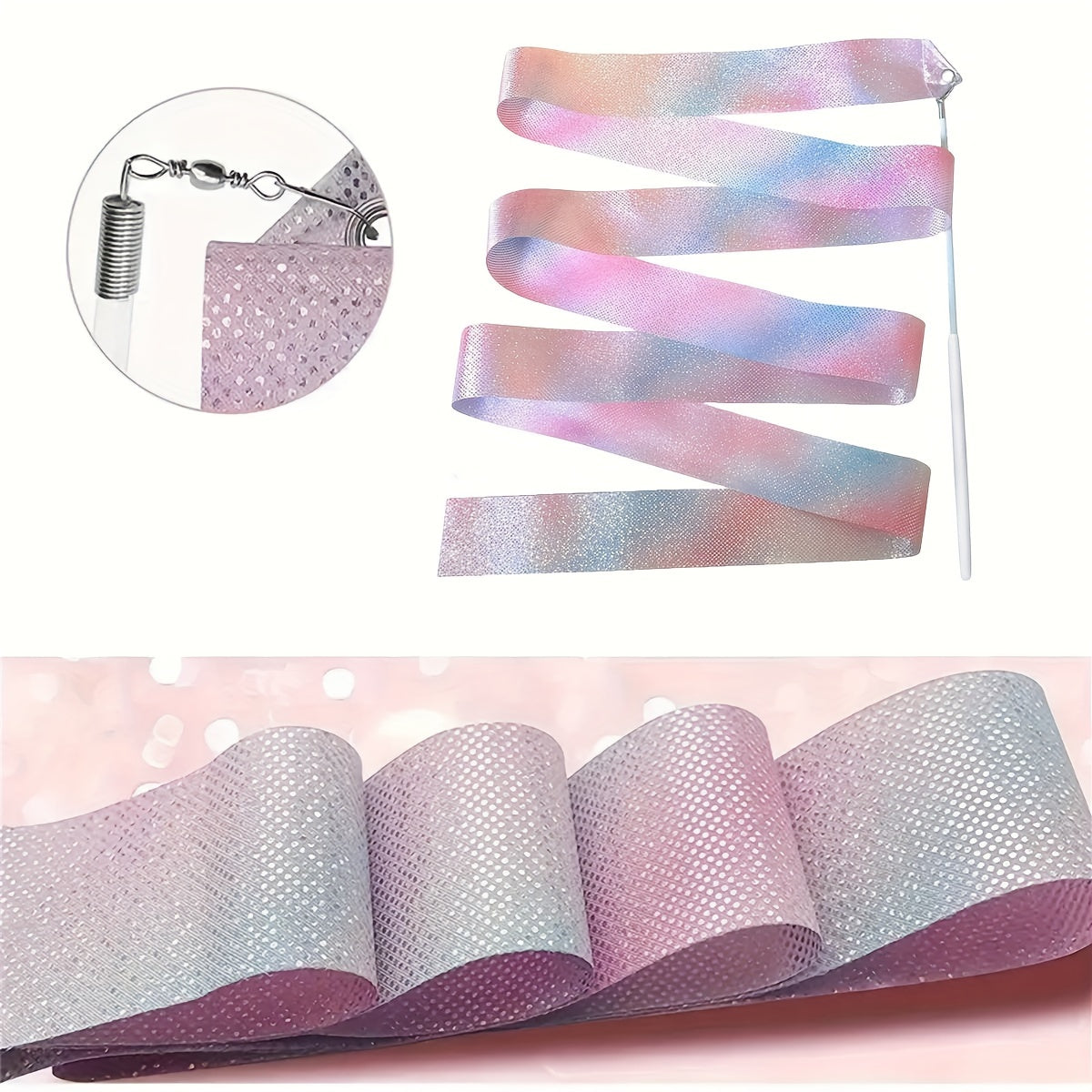 Sparkling Glitter Dance Ribbon for Rhythmic Art Gymnastics