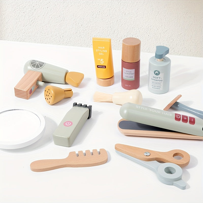 Wooden Hairdressing Set Kids Hair Salon Toy Set