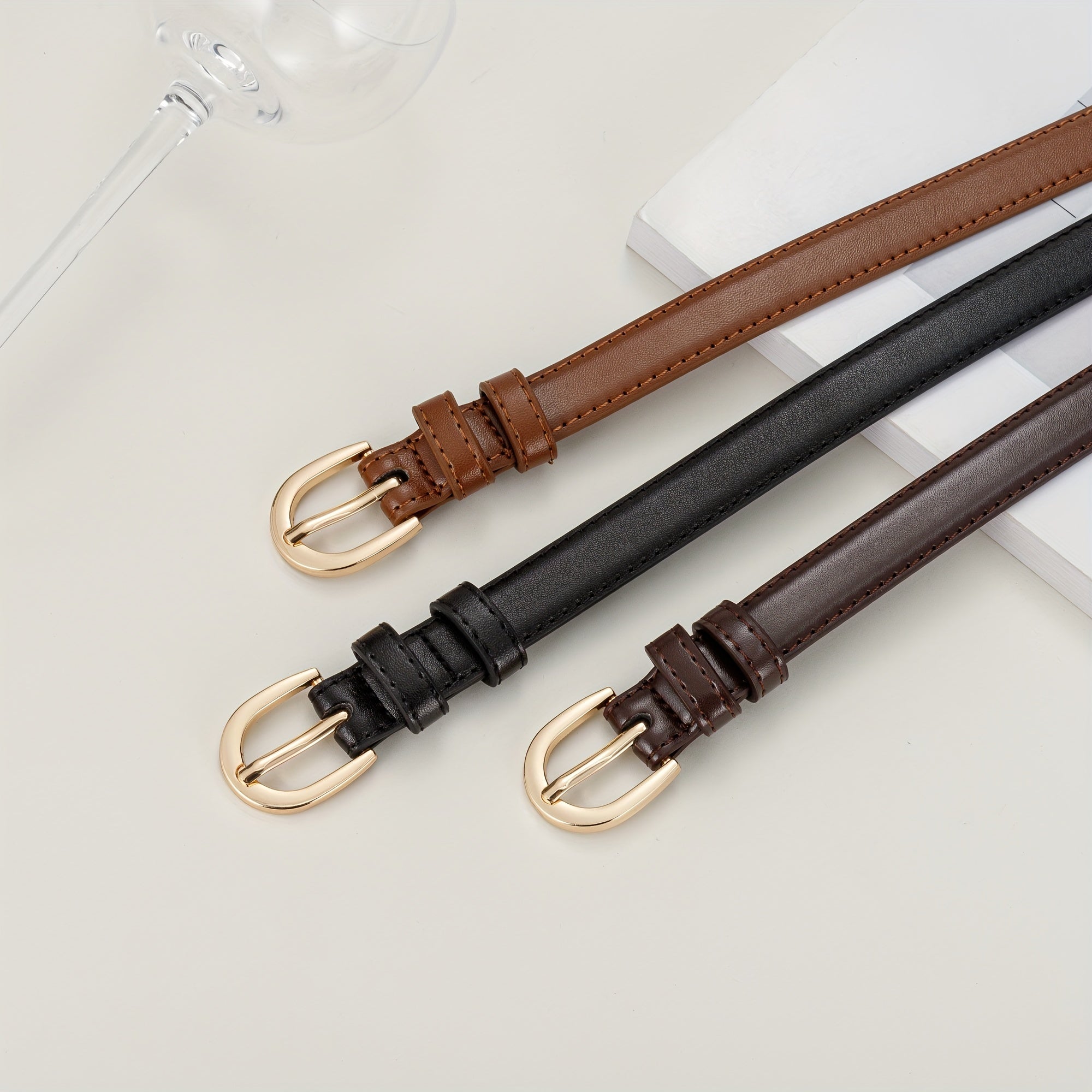 Kids PU Leather Belt with Half Oval Buckle Head