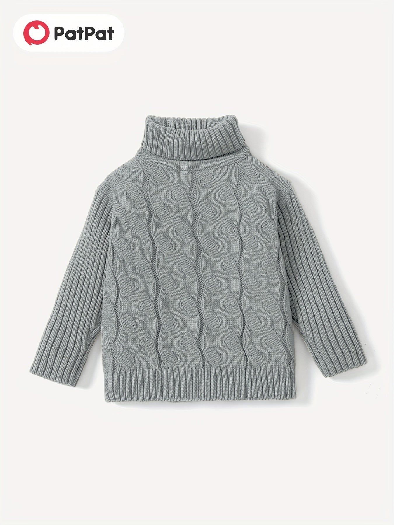 Boys Twisted Sweater Turtleneck Long Sleeve Stretch Warm Knit Pullover