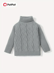 Boys Twisted Sweater Turtleneck Long Sleeve Stretch Warm Knit Pullover