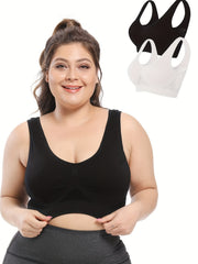 2 Pack Plus Size Sports Bra Set Breathable Wireless Mesh Yoga Bra