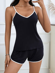 Trim Pajama Set Cami Top & Shorts Women's Sleepwear