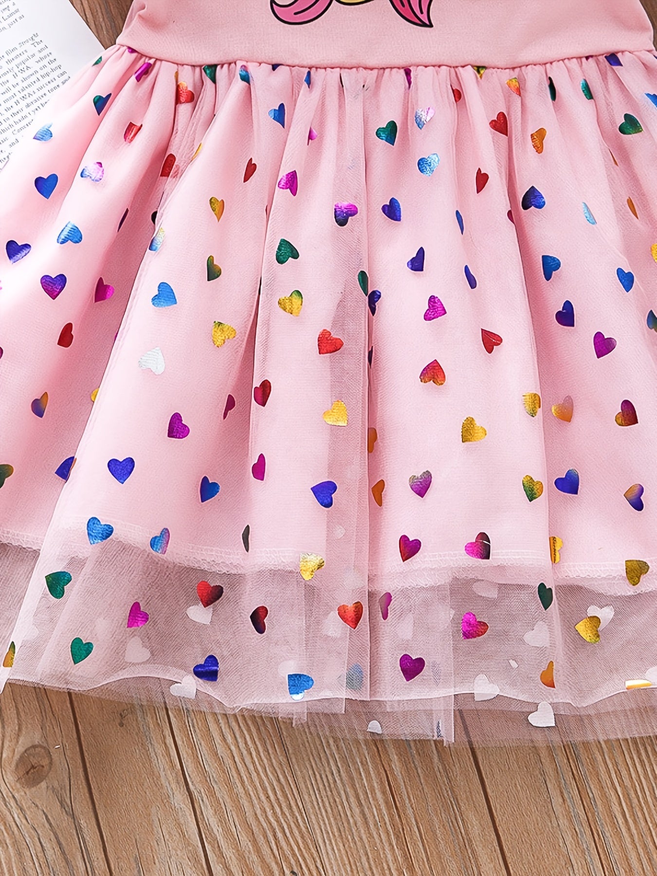 Girls Unicorn Sequins Heart Tulle Patchwork Dress