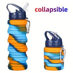 Collapsible Water Bottle w/ Straw 500ml Leakproof Travel Cup
