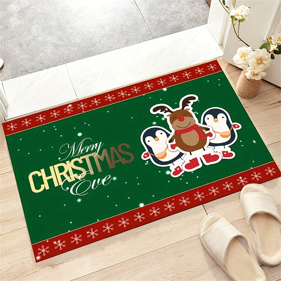 1pc Christmas Decorative Rug Hand Washable Carpet